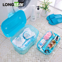 Portable Transparent Plastic Storage Box with Lid for Swimming Gear, Toys, and Sundries, Wet/Dry Separation