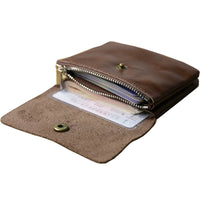 Men's Genuine Leather Mini Coin Purse with Double-Layer Buckle, Short Wallet for Cards and Change
