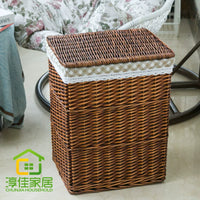 Handwoven Wicker Laundry Hamper with Liner, Storage Basket for Clothes & Toys
