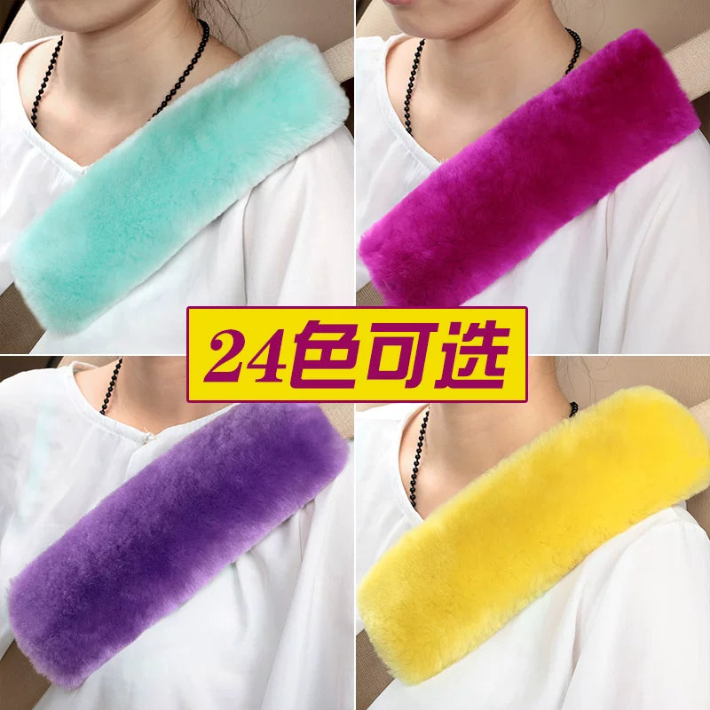 Genuine Australian Sheepskin Seat Belt Cover Shoulder Pad for Car Interior