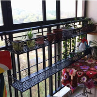 Balcony Double-Layer Iron Art Hanging Planter Rack Multi-Tier Wall-Mounted Retro Plant Stand for Succulents and Greenery