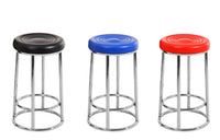 Stainless Steel Bar Stool with Footrest Ring, High Round Stool for Home, Bar, or Game Room