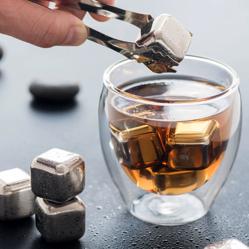 Stainless Steel Reusable Whiskey Ice Cubes Sphere Mold for Drinks Chilling