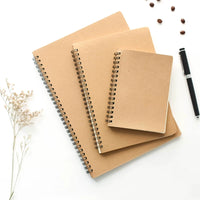 Vintage Kraft Paper Coil Notebook Sketchbook with Grid and Blank Pages