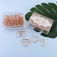 Rose Gold Creative Shaped Paper Clips, Large Cute PET Metal Paperclips for Office and School, Bookmark Supplies