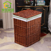 Handwoven Wicker Laundry Hamper with Liner, Storage Basket for Clothes & Toys
