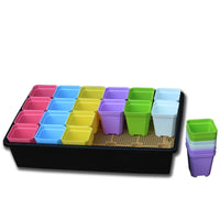 Succulent Plant Nursery Tray with Drainage Board and Square Pots for Seed Starting and Cultivation
