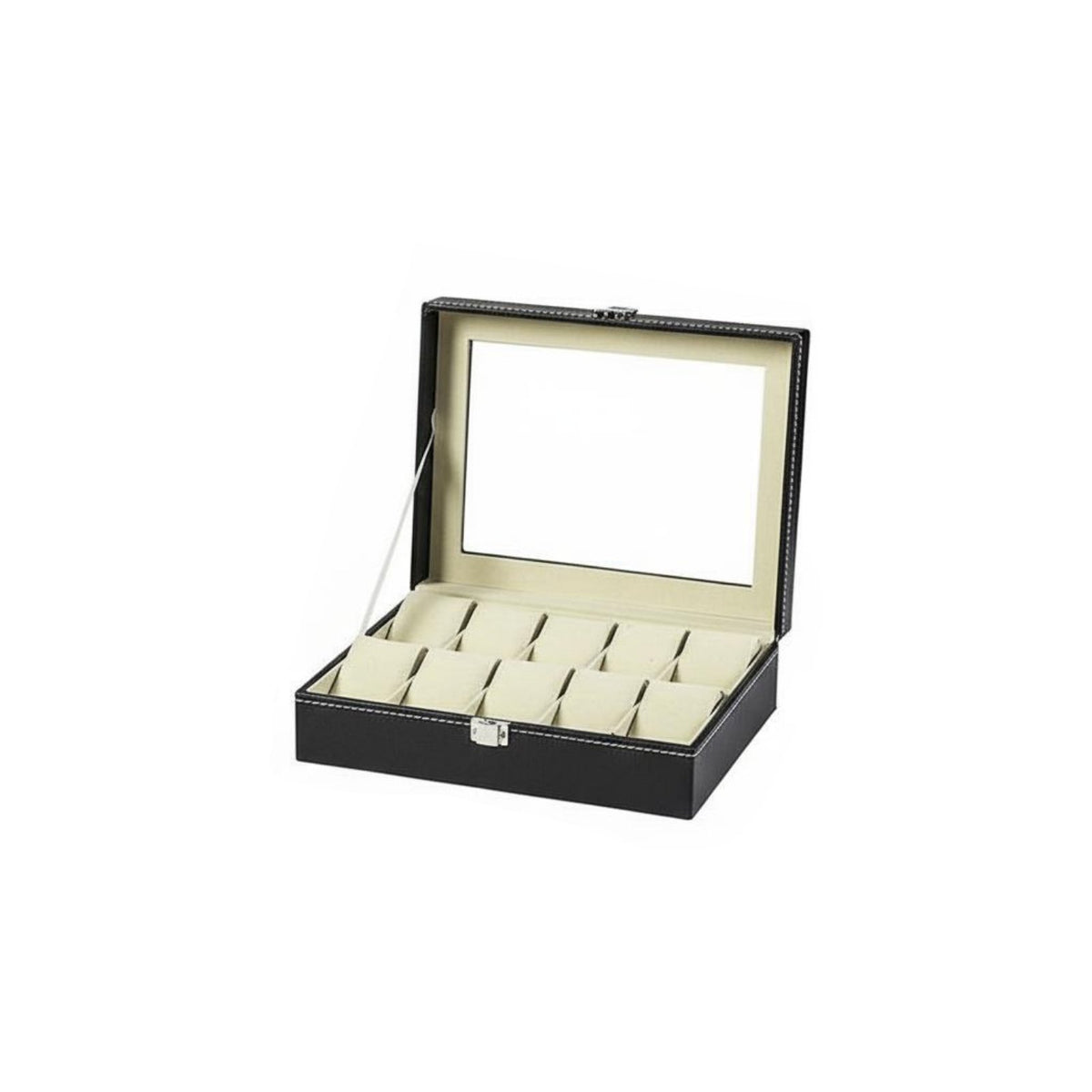 Leather Watch Storage Box Debris-Resistant Watch Collector Case Men's Jewelry Organizer Metal Clasp Removable Pillows