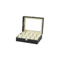 Leather Watch Storage Box Debris-Resistant Watch Collector Case Men's Jewelry Organizer Metal Clasp Removable Pillows