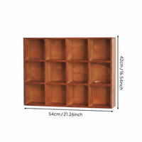 12 Compartment Wooden Shelf Wood Display Case for Collectors