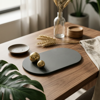 Elliptical Tray Matte Finish Display Tray Raised Edges Home Decor Item
