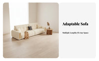 Straight textile Sofa with wooden accent Minimalist Design Couch Latex pad Lounge Seating for Pet Owners, homeowners, Living Room, Reception Area