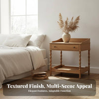 Single-Drawer Wooden Side Cabinet Walnut Finish Nightstand sturdy Wood Construction Minimalist Design for Homeowners