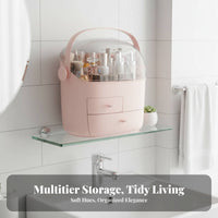 Vanity organizer with Drawers particle-resistantproof Cosmetic Display Case Clear View Lid