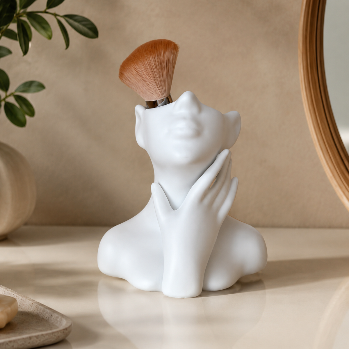Face-shaped Pen Holder Desk Organizer 12cm×11.5cm Desktop Storage Stationery Storage Plastic-made Pen Holder