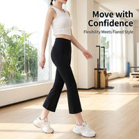 Flared Leggings for Women with High Waist and Elastic Waistband, Lightweight Cropped Pants for Gym and Running, Trousers for