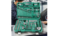 121 Pieces Mechanics Tool Kit with Hard Shell Case Chrome-Finished Mechanics Tool Set Compact Ratchet and Socket Set for DIY Hobbyists, Garage