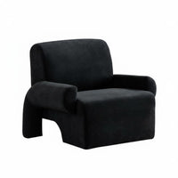 Retro Flair Upholstered Reading Chair Designer Design Arched-Base Armchair Luxurious Upholstery Indoor Furniture Minimalist Design for Apartment Dwellers, Young Adults, Homeowners, Living Room, Bedroom, Home Pale Ice, Small Space