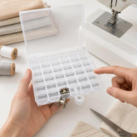 25/36 Grids Transparent Bobbin Box Set for Sewing Machine Bobbins, Multi-functional Storage Organizer