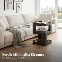 Space-Saving 2-Tier Accent Table Multi-Purpose Number 5 Shaped End Table Versatile Design Nightstand Exposed Storage for Apartment Dwellers, Homeowners, Students, Bedroom, Living Room, Study, Office