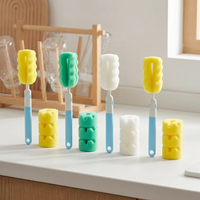 Portable Baby Bottle Cleaning Brush with Sponge Head and Replacements for Newborns
