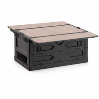 Outdoor Storage Crate with Wood Lid Portable Foldable Bin Stackable Foldable Organizer for Journeyers