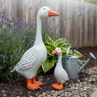 Garden Goose Sculpture Lifelike Details White Goose Statue Weather Resistant