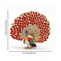 Peacock Trinket Box Jeweled Peacock Figurine with Storage Jewelry Box with Hinge Enameled Statue Enamel for Women, Vanity