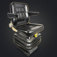 Cushioned Loader Seat with Vinyl Surface Heavy Duty Forklift Seat with Padded Backrest for Equipment Owners, Loaders, Forklifts
