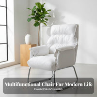 Padded Recliner with Footrest Foldable Design Armchair Adjustable Spinerest Stain-Resistant Textile for Awayice Workers, Readers