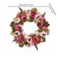 Artificial Floral Wreath Graceful Wreath with Peonies Decor for Front Door