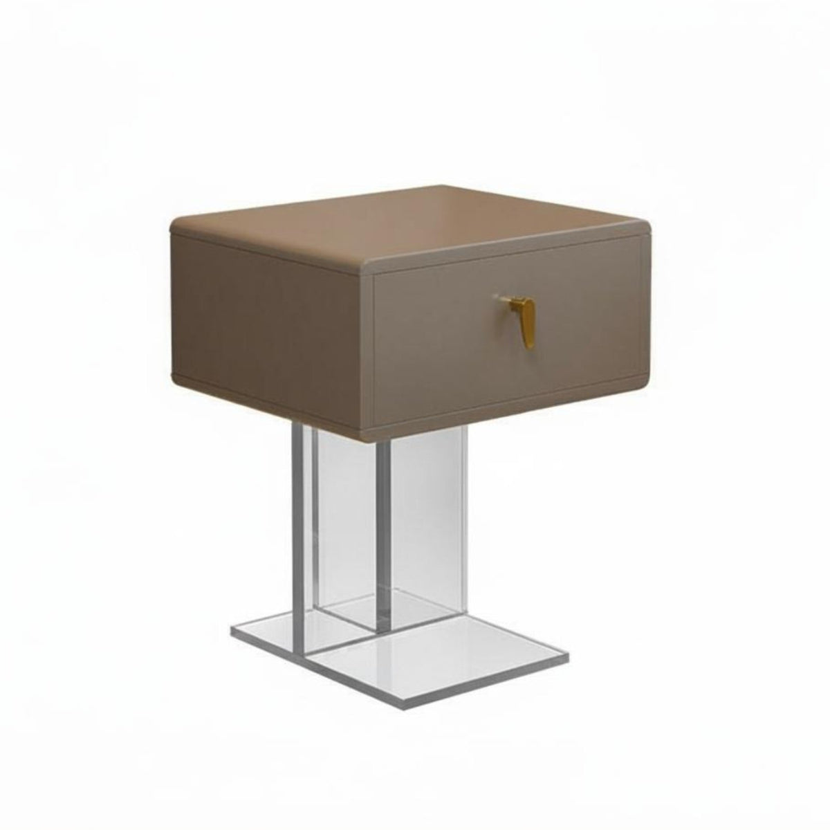 Bedside Stand Modern Minimalist Design Wavy Accent Table Transparent Frame Space-Saving for Apartment Dwellers, Bedroom