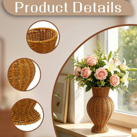 Rattan Vase Minimalist Wicker Flower Basket Artistic Weave for Tabletop