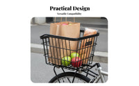 Large Capacity Cycle Rear Basket Long-Lasting Rear Bike Rack Basket Heavy Duty for Students, Grocery Shopping, Running Errands