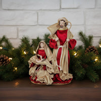13 Inch Holy Family Figurine Detailed Figures Mary Jesus Tabletop Figure Freestanding Textile Dressed Nativity Statue for Christians