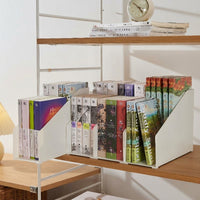Book Stand, Bookend, Storage Item, 2-Tier, Vertical, White, Plastic, For Office & Students