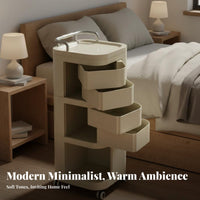 Multifunctional Bedside Storage Cabinet on Wheels Large Capacity Multi-Tier Rotating Organizer Long-Lasting Storage Cart with Wheels for Homeowners, Professionals, Living Room, Bedroom, Bathroom, Kitchen