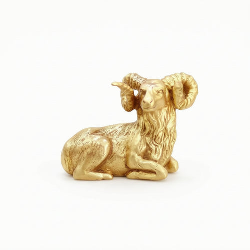 Brass Paperweight Sculpted Ram Figurine Long-Lasting for Study, Professionals