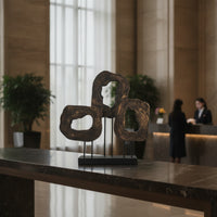 Abstract Loop Sculpture Geometric Resin with Lumber-Like Appearance-Look Sculpture Compact Decorative Statue for Art Collectors, Entryway