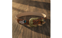 Belt with Bull Skull Buckle Country Belt with Bull Head Buckle Rugged Apparel for Men, Cowboys, Rodeo, Costume Parties