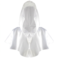 Carnival Hooded Cloak for, Gothic Fancy Dress Costume, Medieval Cosplay Cape wit #variant:White