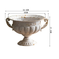 Urn Planter with Scroll Handles Distressed Flower Container Rustic for Mantel