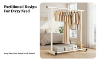 Freestanding Garment Rack Simple Design Portable Clothing Effortless Assembly Freestanding Wardrobe Rack for Homeowners, Balcony, Bedroom