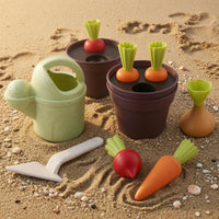 Wheat-Straw Style Garden Playset Speckled Finish Kids Gardening Tool Set Molded Plastic Child Gardening Kit Round Shape for Sandbox