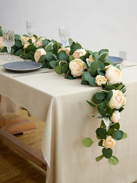 Artificial Rose Vine with 36 Champagne Pink Peony Heads for Home and Outdoor Decor