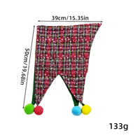 Plaid Christmas Hat with Pom-Poms Soft Christmas Hood-Style Hat Plaid Headwear for Costume Events