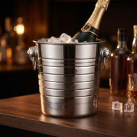 Ice Bucket with Handles 5L Stainless Steel Ice Bucket Silver Beverage Chiller for Bartenders, Restaurants