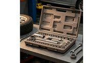 Chrome-Finished Socket Wrench Kit Knurled-Grip Ratchet and Socket Set Compact Hand Tools Portable for Mechanics, DIYers, Car Owners, Automotive Repair, Garage, Home Workshop, Roadside Emergencies