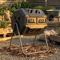 Vented Rotating Compost Bin Metal Stand Octagonal Compost Tumbler Ventilated