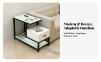 On Wheels Multi-Tier Rolling Side Table Modern Design Wheeled Shelf Universal Design Space-Saving Mobile Storage Easy Assembly for Apartment Dwellers, Homeowners, Office Workers, Living Room, Next to Sofa, Bedroom, Small Areas